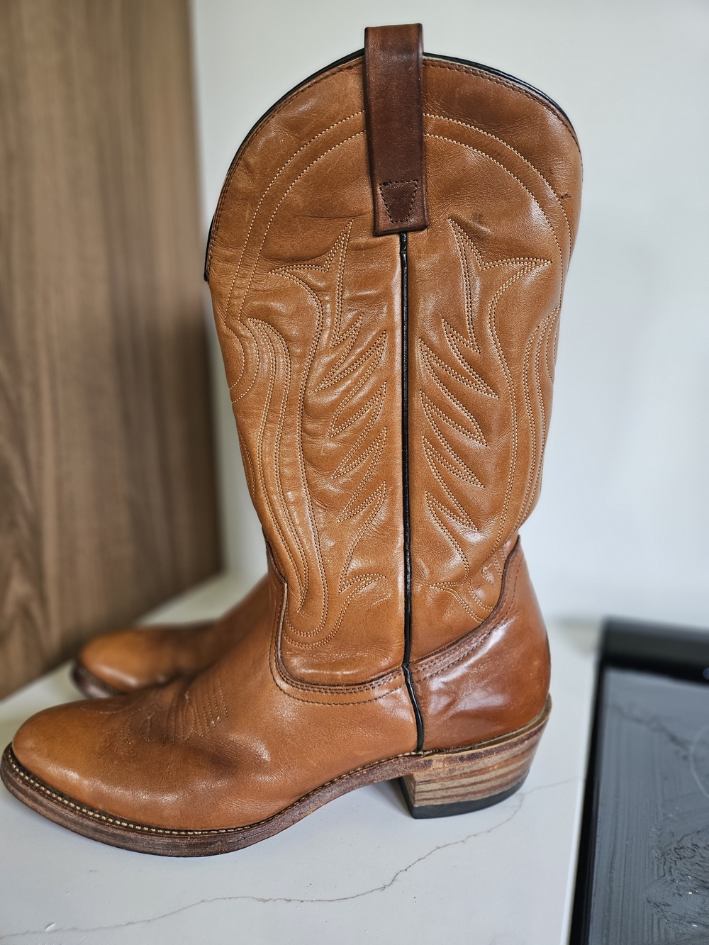Mason Men's Western Leather Cowboy Boots - Chestnut Brown